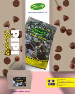 Chocolate SLanty - delicious flavored sweets and candies from IFL Ltd, Tanzania. High-quality confectionery with fruity, refreshing, and fun taste. Perfect for everyone who loves sweet treats. Slanty pipi tamu zenye ladha mbalimbali, zinazotengenezwa na IFL Ltd Tanzania, zenye ubora wa hali ya juu na ladha tamu kwa kila mtu.