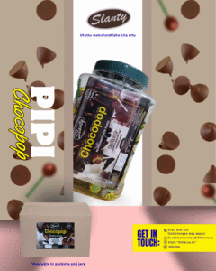 Chocolate slanty - delicious flavored sweets and candies from IFL Ltd, Tanzania. High-quality confectionery with fruity, refreshing, and fun taste. Perfect for everyone who loves sweet treats. Slanty pipi tamu zenye ladha mbalimbali, zinazotengenezwa na IFL Ltd Tanzania, zenye ubora wa hali ya juu na ladha tamu kwa kila mtu.