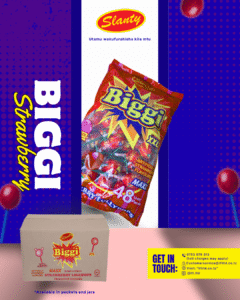 Slanty Biggi strawberry - delicious flavored sweets and candies from IFL Ltd, Tanzania. High-quality confectionery with fruity, refreshing, and fun taste. Perfect for everyone who loves sweet treats. Slanty pipi tamu zenye ladha mbalimbali, zinazotengenezwa na IFL Ltd Tanzania, zenye ubora wa hali ya juu na ladha tamu kwa kila mtu.
