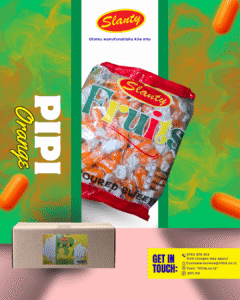 Slanty Pipi Fruits ya Orange – delicious flavored sweets and candies from IFL Ltd, Tanzania. High-quality confectionery with fruity, refreshing, and fun taste. Perfect for everyone who loves sweet treats. Slanty pipi tamu zenye ladha mbalimbali, zinazotengenezwa na IFL Ltd Tanzania, zenye ubora wa hali ya juu na ladha tamu kwa kila mtu.