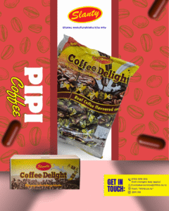 Slanty Coffee - delicious flavored sweets and candies from IFL Ltd, Tanzania. High-quality confectionery with fruity, refreshing, and fun taste. Perfect for everyone who loves sweet treats. Slanty pipi tamu zenye ladha mbalimbali, zinazotengenezwa na IFL Ltd Tanzania, zenye ubora wa hali ya juu na ladha tamu kwa kila mtu.