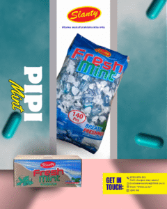 Slanty Mint - delicious flavored sweets and candies from IFL Ltd, Tanzania. High-quality confectionery with fruity, refreshing, and fun taste. Perfect for everyone who loves sweet treats. Slanty pipi tamu zenye ladha mbalimbali, zinazotengenezwa na IFL Ltd Tanzania, zenye ubora wa hali ya juu na ladha tamu kwa kila mtu.